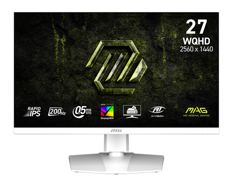MSI MAG 274QRFW E20 27" 16:9 WQHD(2560x1440) Rapid IPS Flat, DisplayHDR 400, 0,5msGTG, 1000:1, 100M:1,300nits,2xHDMI 2.0b, DP 1.4a,Tilt,Swivel,Height,Pivot,VESA,200Hz,White,1y w-ty арт. 9S6-3CF99T-011
