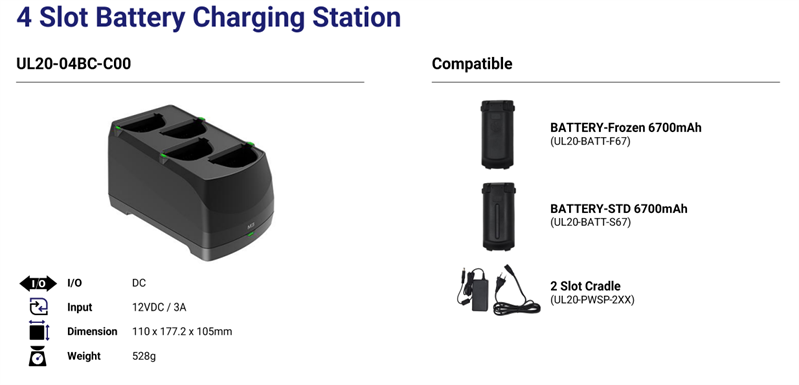 M3 Mobile ASSY: UL20/UL30 Battery charging station, 4 Slot?Battery Charger. Requires power supply (UL20-PWSP-2XX; sold separately) арт. UL20-04BC-C00