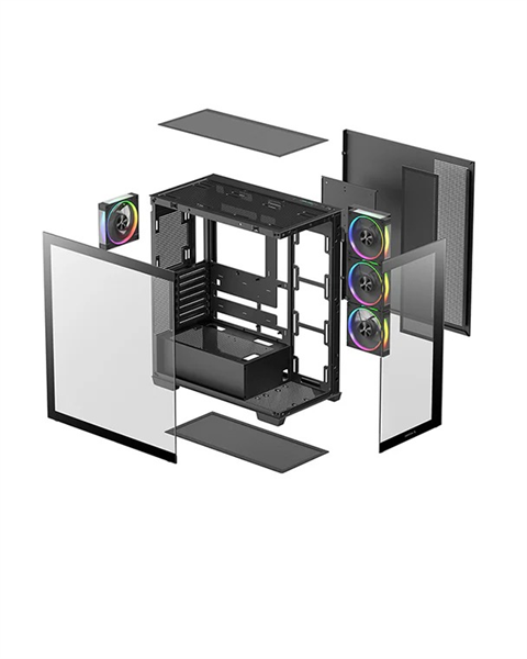 Deepcool CG580 4F V2 без БП, боковое окно (панорама), 4x120mm ARGB PWM вентилятора, черный, ATX (R-CG580-BKADA4-G-2)