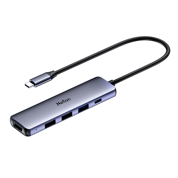 USB-концентратор Netac Hub WF13, Type-C to USB3.0+USB2.02+100W PD+HDMI (repl. NT08WF13-30GR)