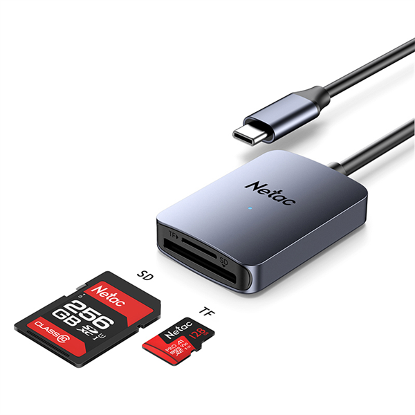 Кардридер Netac Flash card reader WK12, USB3.0 Type-C to mSD/SD (repl. NT09WK12-30GR) арт. WK12GYCN