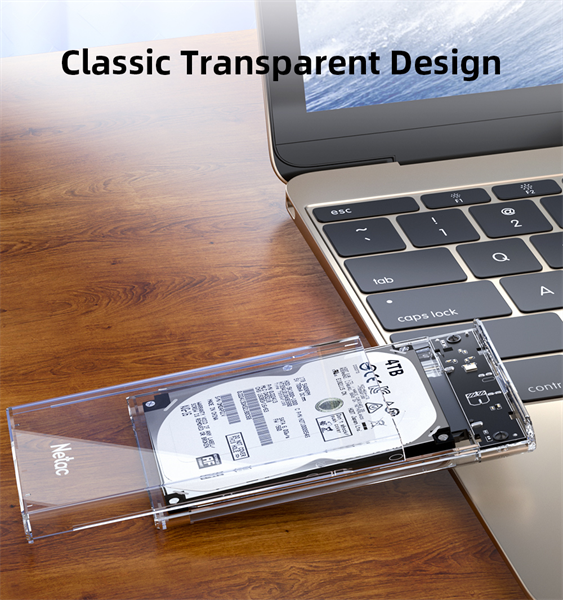 Внешний корпус для диска HDD/SSD Netac WH11 2.5 SATA to USB3.0 External HDD/SSD Case, Slide Transparent Cover, with USB3.0 C to C cable арт. NT07WH11-30CC
