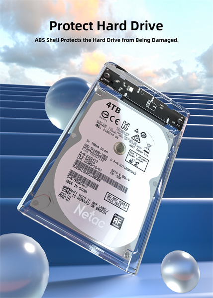 Внешний корпус для диска HDD/SSD Netac WH11 2.5 SATA to USB3.0 External HDD/SSD Case, Slide Transparent Cover, with USB3.0 C to C cable арт. NT07WH11-30CC