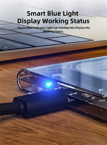 Внешний корпус для диска HDD/SSD Netac WH11 2.5 SATA to USB3.0 External HDD/SSD Case, Slide Transparent Cover, with USB3.0 C to C cable арт. NT07WH11-30CC