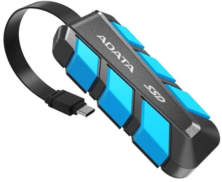 External SSD ADATA 500GB USB 3.2 Gen 2 (USB 10Gbps) R1050/W100MB/s 3D NAND COLOR BOX blue арт. SC740-500G-CBU