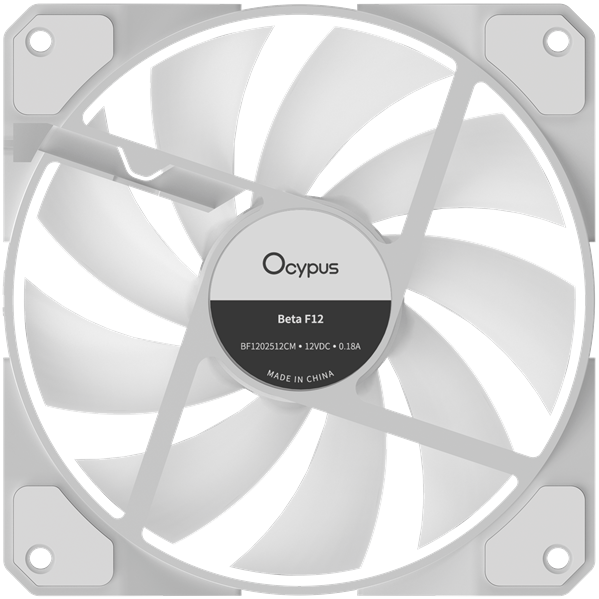 Ocypus Beta F12 WH ARGB REVERSE BLADE, 120x120x25mm, 4-PIN PWM, 800-1600 RPM, 29 DBA MAX, HYDRO BEARING