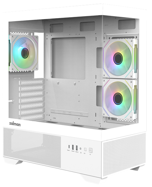 ZALMAN CHRONIX V2, ATX, WHITE, WINDOW, 1xCombo (3.5’’ or 2.5’’), 1x3.5’’HDD, 2x2.5’’SSD, 1xUSB2.0, 1xUSB3.0, 1xUSB Type-C, SIDE 2x120mm ARGB, REAR 1x120mm ARGB
