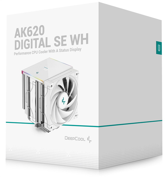 DEEPCOOL AK620 DIGITAL SE WH LGA20XX/1700/1200/115X/AM5/AM4 (9шт/кор, TDP 260W, PWM, DUAL Fan 120mm, 6 тепл. трубок, ARGB, белый) RET (R-AK620-WHADMN-GJD)