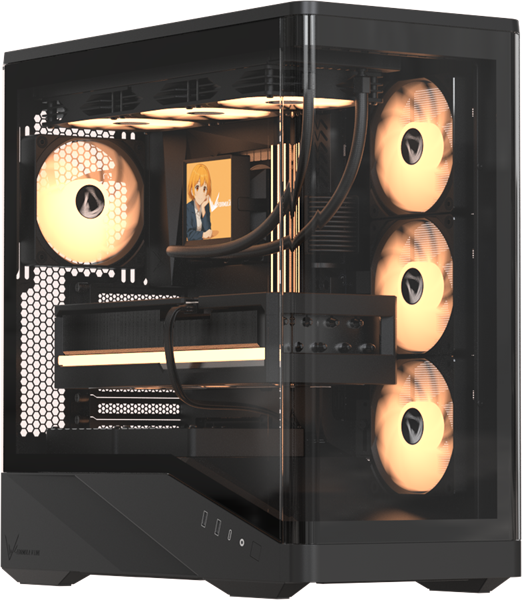 корпус Formula V Line Crystal U9 PA Black, ATX, TYPE-C*1, USB3.0*2, Curved Glass, SIDE 3x PERFORMANCE ARGB, REAR 1x PERFORMANCE ARGB