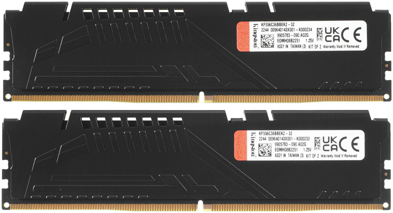 Kingston 32GB 5600MT/s DDR5 CL36 DIMM (Kit 2*16Gb) FURY Beast Black EXPO 1 Year Warrаnty