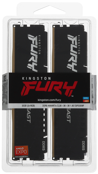 Kingston 32GB 6000MT/s DDR5 CL30 DIMM (Kit of 2) FURY Beast Black EXPO