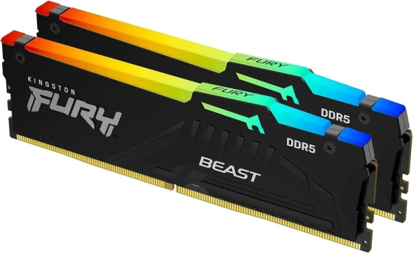 Kingston 64GB 6000MT/s DDR5 CL30 DIMM (Kit 2*32Gb) FURY Beast RGB EXPO 1 Year Warrаnty арт. KF560C30BBEAK2-64