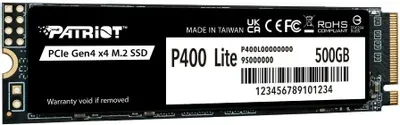 Patriot SSD P400 Lite 500GB M.2 2280 NVMe PCle 4.0 x4 R3500/W2400 TBW 280TB 3D NAND with HS