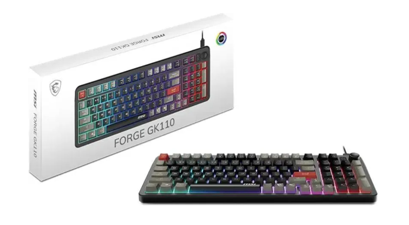Keyboard MSI FORGE GK110, Wired, membrane Keyboard, multi-colour LED backlighting, 26 Key Anti-ghosting Capability, Black арт. S11-04RU258-HH9