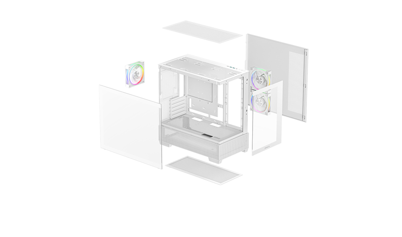 корпус Deepcool CG380 3F WH без БП, боковое окно (панорама), 3x120mm ARGB PWM вентилятора, белый, mATX (R-CG380-WHAGM3-G)
