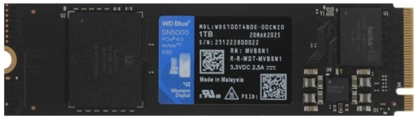 Western Digital Blue SN5100 SSD M2.2280 PCIe 4.0 1Tb, 7100MBs/6700MBs, TBW 600, WDS100T5B0E, 1 year