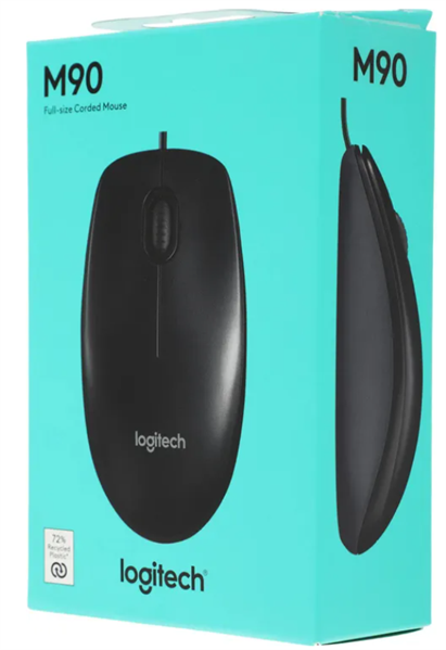Logitech M90 Optical Mouse, USB, Black, 1000dpi, CN, [910-001795/910-001794/910-001793]