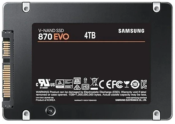 SSD 2.5" 4Tb (4000GB) Samsung SATA III 870 EVO (R560/W530MB/s) (MZ-77E4T0B/EU аналог MZ-77E4T0BW) 1year
