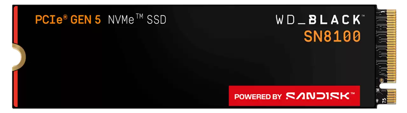 Твердотельный накопитель Western Digital Black SN8100 SSD M2.2280 PCIe 5.0 2Tb, 14900MBs/14000MBs, TBW 2400, WDS200T1X0M, 1 year
