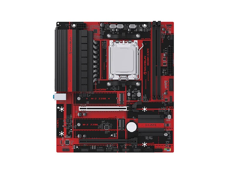 MAXSUN MS-B650M I-CAFE, AM5, B650, 2*DDR5, 2*SATA3, 2*M.2, USB 3.2, USB 2.0, 2*PCIEx16, HDMI, mATX