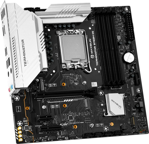 MAXSUN MS-Terminator B760M D5 V2, LGA1700, B760, 4*DDR5, 4*SATA3, 3*M.2, 2*USB 3.2, 3*USB 2.0, 1*PCIEx16, 1*PCIEx4, 1*PCIEx1, DP+HDMI, mATX