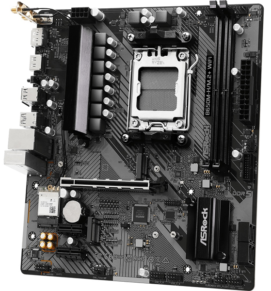 ASROCK B650M-H/M.2+WIFI, AM5, B650, 2*DDR5, 4*SATA, 2*M.2, 3*USB 3.2, 2*USB 2.0, Type-C, 1*PCIx16, 2*PCIx1, 1xM.2 (Key E), HDMI+DP, mATX арт. B650M-H/M.2+ WIFI
