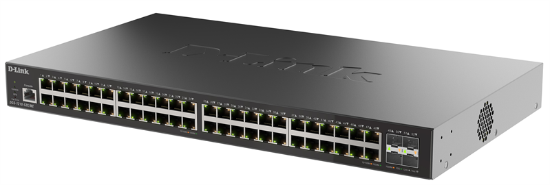 D-Link Управляемый L2 коммутатор, 48x1000Base-T, 4x10GBase-X SFP+, защита от статического электричества до 6 кВ, CLI, консольный порт RJ-45, RPS, поддержка Dying Gasp