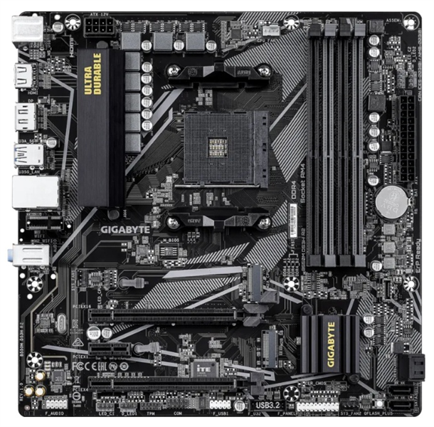 GIGABYTE B550M DS3H R2, AM4, B550, 4*DDR4, 4*SATA, 2*M.2, 4*USB 3.2, 2*USB 2.0, 2*PCIx16, 1*PCIx1, HDMI+DP, mATX