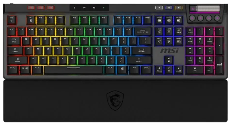 Gaming Keyboard MSI STRIKE PRO SILENT, Wireless, Mechnical, with Multimedia functions, Kailh Midnight Pro Silent Switch, MYSTIC LIGHT RGB, incl. Wrist Rest, Black арт. S11-43RU210-CLA