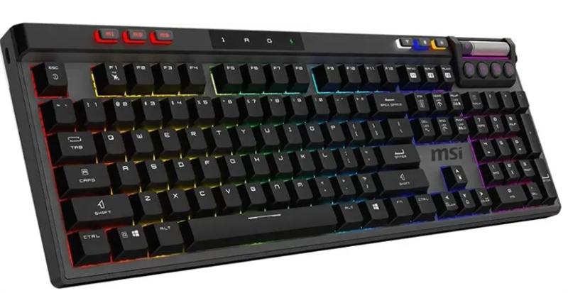 Gaming Keyboard MSI STRIKE PRO SILENT, Wireless, Mechnical, with Multimedia functions, Kailh Midnight Pro Silent Switch, MYSTIC LIGHT RGB, incl. Wrist Rest, Black арт. S11-43RU210-CLA