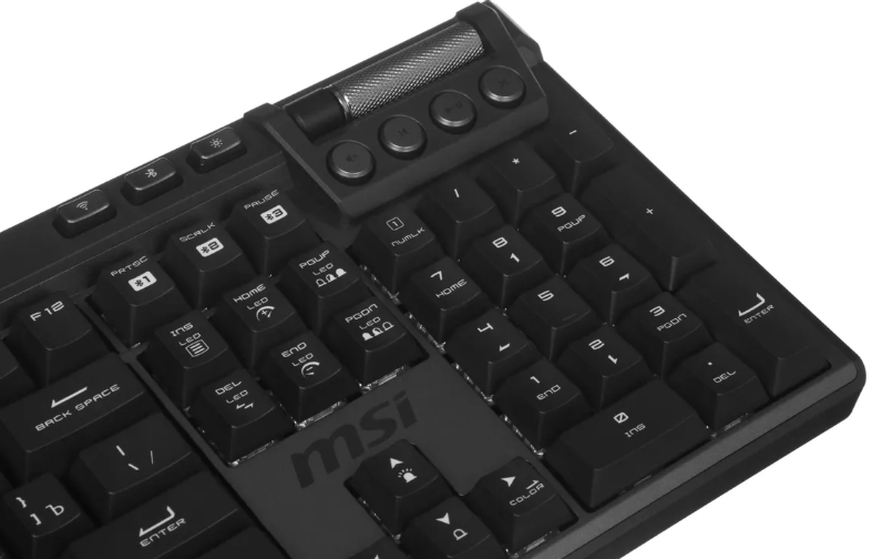 Gaming Keyboard MSI STRIKE PRO SILENT, Wireless, Mechnical, with Multimedia functions, Kailh Midnight Pro Silent Switch, MYSTIC LIGHT RGB, incl. Wrist Rest, Black арт. S11-43RU210-CLA