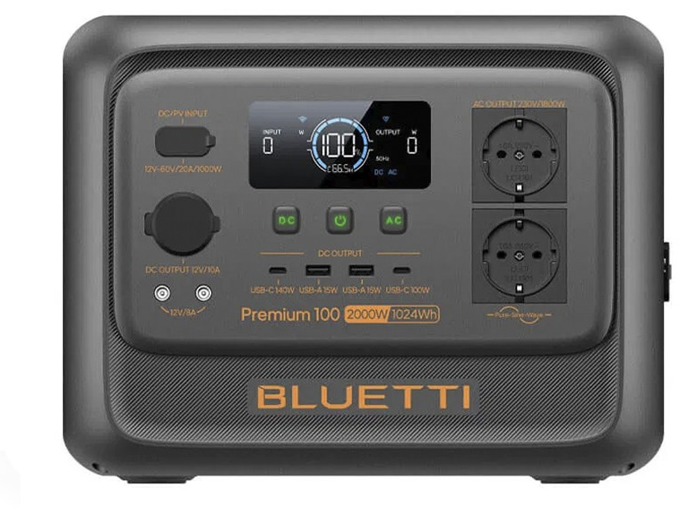 Bluetti Premium 100 V2 Portable Power Station, 2000W/1024Wh, LiFePO4, 11,25kg арт. P-PR100V2-EU-GY-20