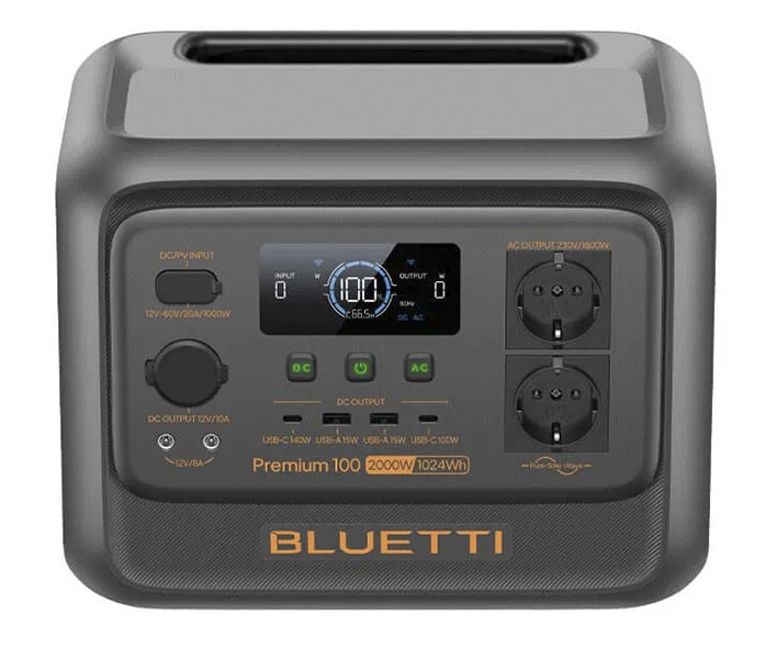 Bluetti Premium 100 V2 Portable Power Station, 2000W/1024Wh, LiFePO4, 11,25kg арт. P-PR100V2-EU-GY-20
