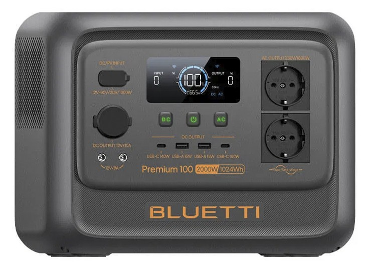 Bluetti Premium 100 V2 Portable Power Station, 2000W/1024Wh, LiFePO4, 11,25kg арт. P-PR100V2-EU-GY-20