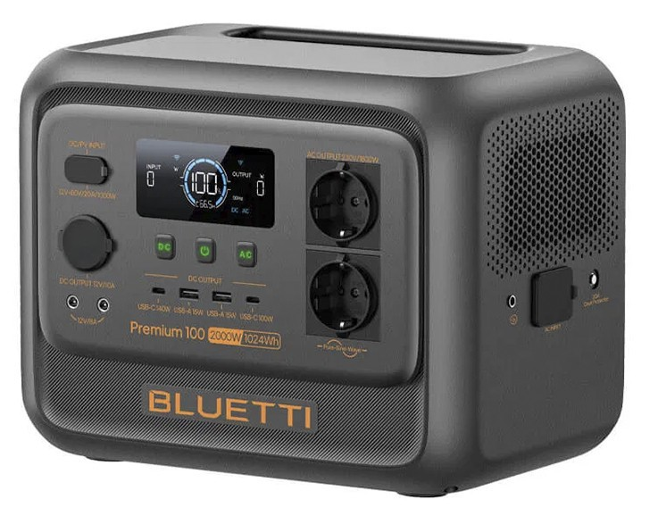 Bluetti Premium 100 V2 Portable Power Station, 2000W/1024Wh, LiFePO4, 11,25kg арт. P-PR100V2-EU-GY-20