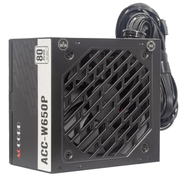 Accord ATX 650W ACC-W650P 80+ white (20+4pin) 120mm fan 6xSATA RTL