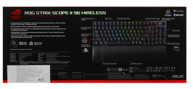ASUS XA14 ROG STRIX SCOPE II X, Wired, 100%, ABS, RGB Lighting, Black арт. 90MP03XF-BKRA00