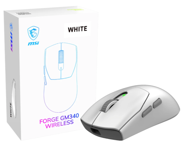 Mouse MSI FORGE GM340 W, Wireless (2.4G / USB / BT), DPI 12000, 500mAh, Symmetrical design, white арт. S12-4301750-HH9