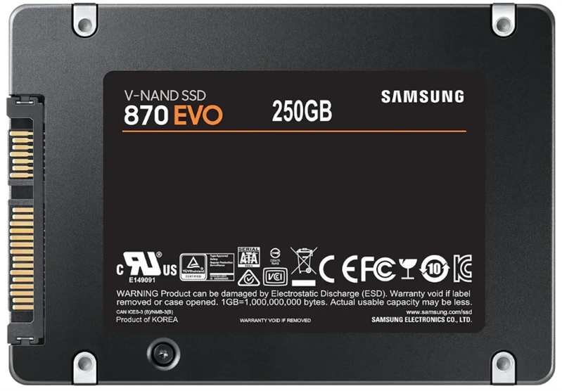 SSD 2.5" 250Gb Samsung SATA III 870 EVO (R560/W530MB/s) MZ-77E250B/AM analog MZ-76E250BW, MZ-77E250BW) 1year