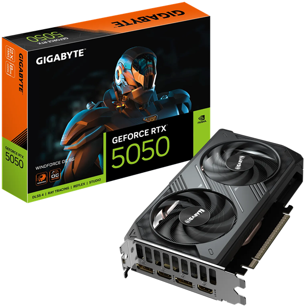 Видеокарта GIGABYTE RTX5050 WINDFORCE OC 8GB //RTX5560, HDMI*2, DP*2, 8G,D6 арт. GV-N5050WF2OC-8GD