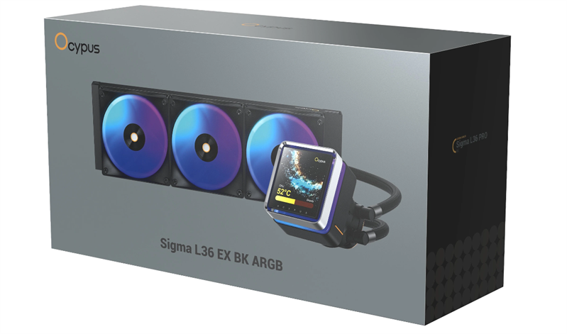 Ocypus Sigma L36 EX BK ARGB, 360mm, LCD Pump 3.95" IPS, 3x120mm ARGB fans, LGA115X/1200/1700/18XX, AM4/AM5