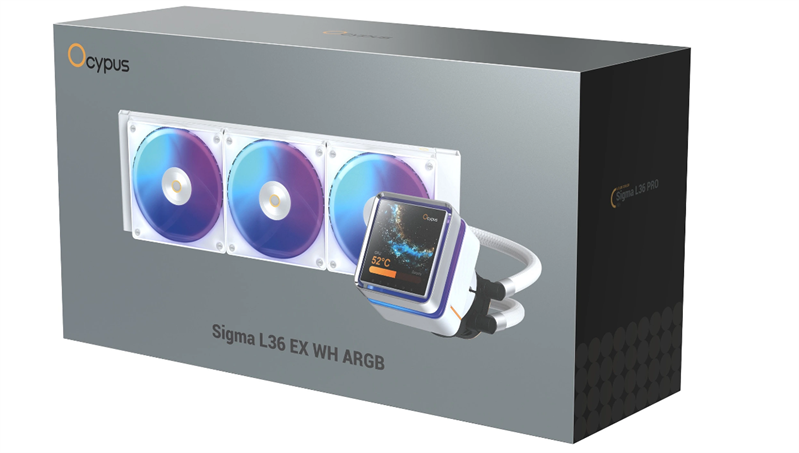 Ocypus Sigma L36 EX WH ARGB, 360mm, LCD Pump 3.95" IPS, 3x120mm ARGB fans, LGA115X/1200/1700/18XX, AM4/AM5