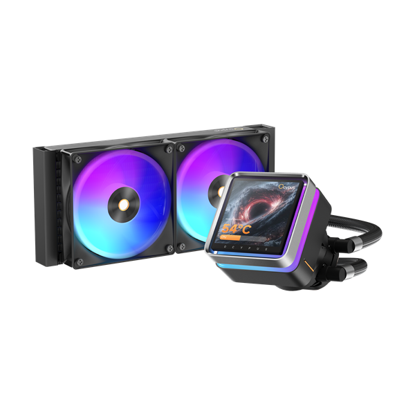 Ocypus Sigma L24 EX BK ARGB, 240mm, LCD Pump 3.95" IPS, 2x120mm ARGB fans, LGA115X/1200/1700/18XX, AM4/AM5