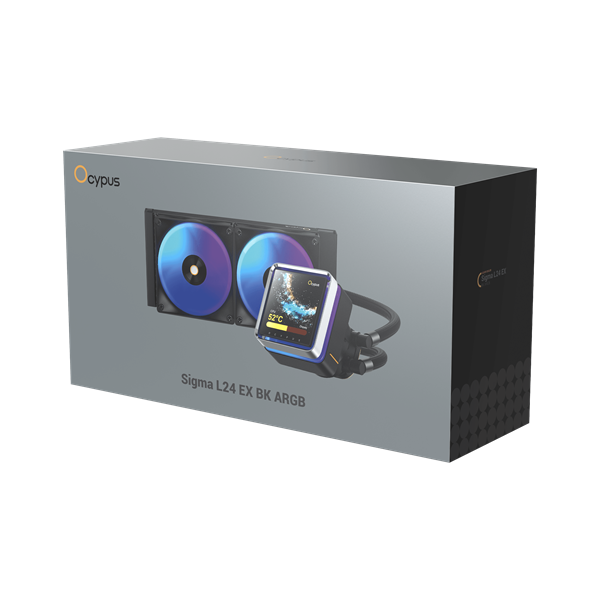 Ocypus Sigma L24 EX BK ARGB, 240mm, LCD Pump 3.95" IPS, 2x120mm ARGB fans, LGA115X/1200/1700/18XX, AM4/AM5