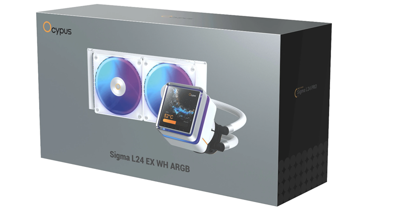 Ocypus Sigma L24 EX WH ARGB, 240mm, LCD Pump 3.95" IPS, 2x120mm ARGB fans, LGA115X/1200/1700/18XX, AM4/AM5