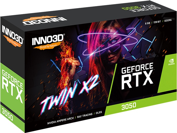 Видеокарта INNO3D RTX 3050 Twin X2 6GB//RTX3050, DVI, DP, HDMI, 6G,D6 арт. N30502-06D6-1880VA60