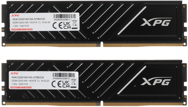 Оперативная память ADATA GAMMIX D35 DDR4 DIMM 32GB 3200MHz 2*16GB 16-20-20 BLACK DUAL TRAY