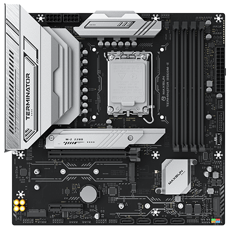 MAXSUN MS-Terminator B860M-E, LGA1851, B860, 4*DDR5, 4*SATA3, 3*M.2, USB 3.2, USB 2.0, 1*PCIEx16, 1*PCIex4, 1*PCIex1, HDMI+DP, mATX
