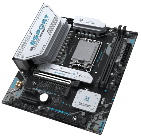 MAXSUN MS-eSport B860M SNIPER WIFI, LGA1851, B860, 2*DDR5, 3*SATA3, 3*M.2, USB 3.2, USB 2.0, 1*PCIEx16, 1*PCIex4, 1*PCIex1, HDMI+DP, mATX