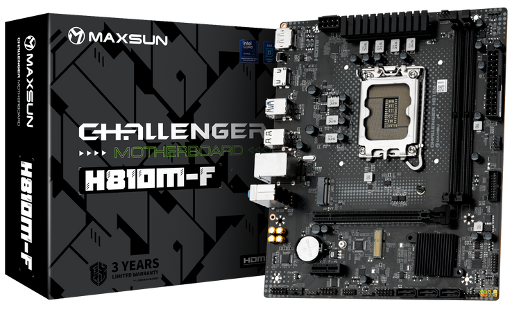 MAXSUN MS-Challenger H810M-F, H810, LGA1851, 2*DDR5, 2*SATA3, 1*M.2, USB 3.2, USB 2.0, 1*PCIEx16, 1*PCIEx1, HDMI+DP, mATX